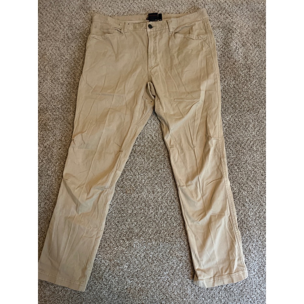 Gramicci Mens Carpenter Hiking Pants 38x32 Khaki Tan Straight Leg Utility Flaw